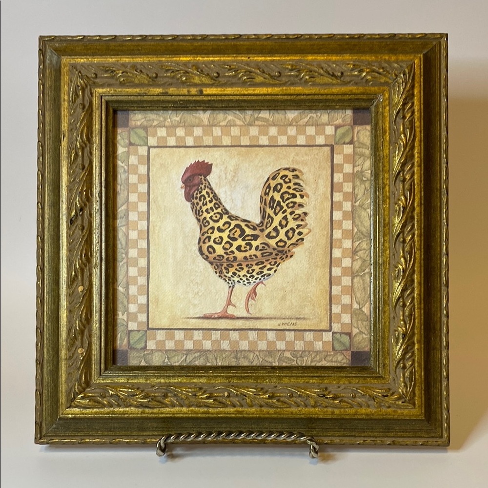 Leopard Print Rooster Framed Art  Artist J Wiens